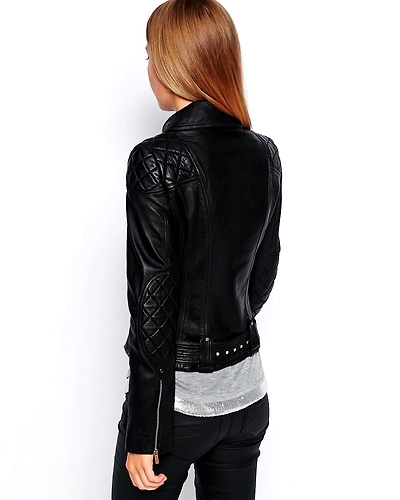 New Women's Genuine Soft Lambskin Leather Motor Biker Jacket #A500-2