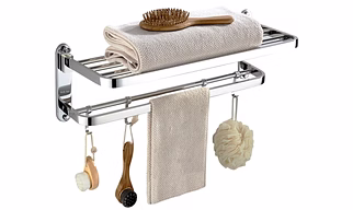 Dual Folding Towel Rack, 60 cm (SS304 Chrome) DY-1677