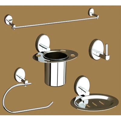 Stainless Steel Chrome Finish Bathroom Accessories Set / Towel Bar / Soap Dish / Tumbler Holder / Napkin Ring / Robe Hook