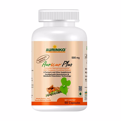 aurinko auricur plus –curcumin nanophosphosome 210 mg with tinospora cordifolia extract 100 mg, fortified with turmerone, piperine and cuminum cyminum