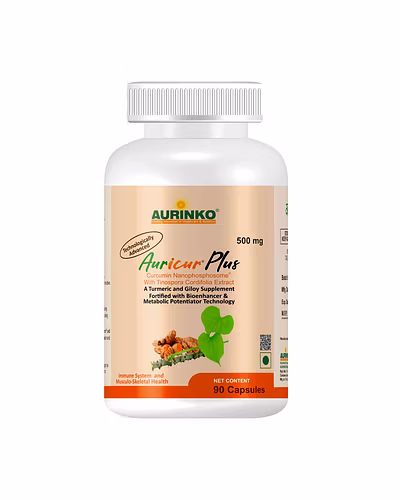 Auricur Plus –Curcumin Nanophosphosome 210 mg with Tinospora Cordifolia Extract 100 mg, Fortified with Turmerone, Piperine and Cuminum Cyminum-12754337