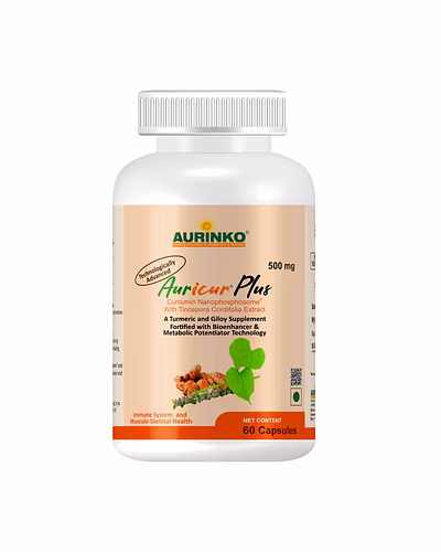 Auricur Plus –Curcumin Nanophosphosome 210 mg with Tinospora Cordifolia Extract 100 mg, Fortified with Turmerone, Piperine and Cuminum Cyminum-12754338