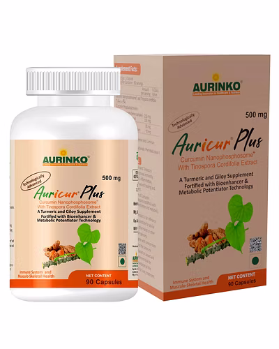Auricur Plus –Curcumin Nanophosphosome 210 mg with Tinospora Cordifolia Extract 100 mg, Fortified with Turmerone, Piperine and Cuminum Cyminum-90 Capsule-2