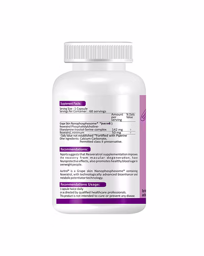 AURITROL Grape Skin Nanophosphosome 142 mg with Resveratrol 50 mg, fortified with Piperine-60 Capsule-2