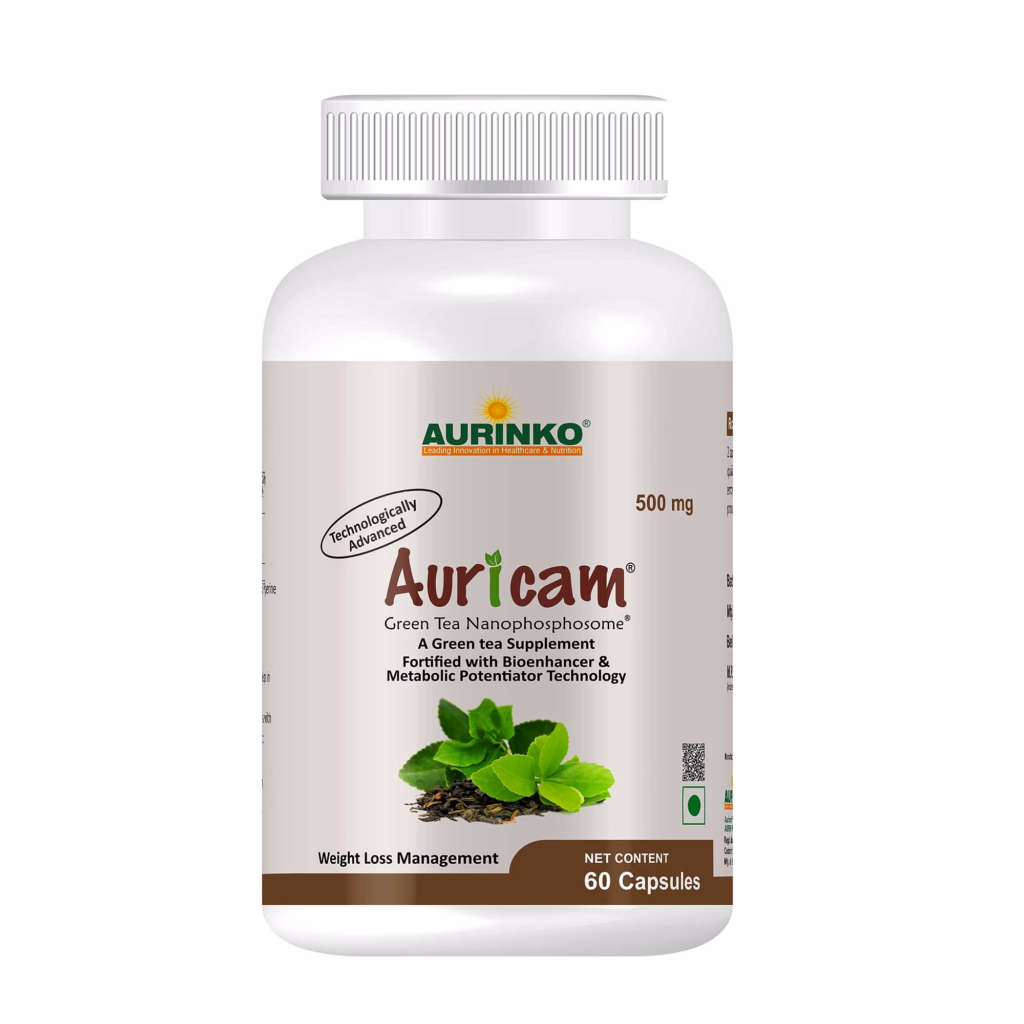 aurinko auricam–green tea nanophosphosome 300 mg with egcg 50 mg, fortified with.piperine