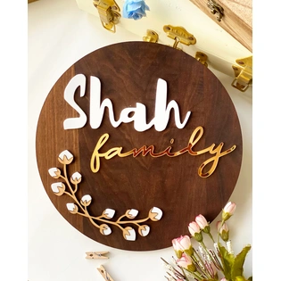 Cotton Flower Nameplate - Circle