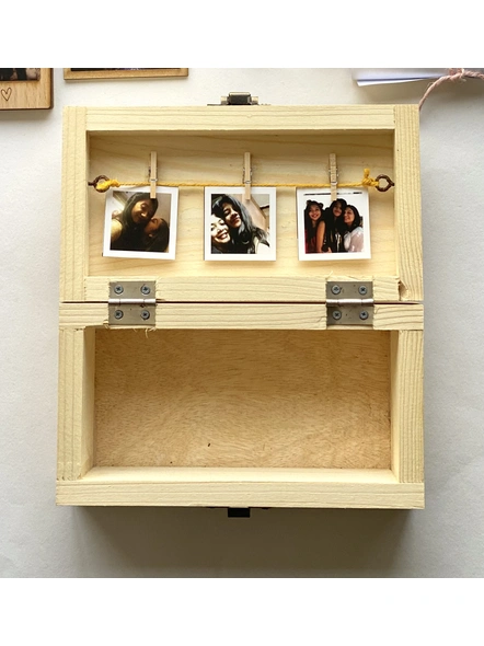 Small Wooden Box - with Photos hanged and personalised quote-HEHB403