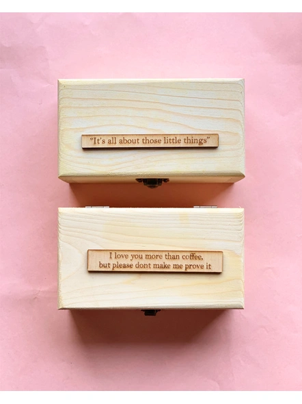 Small Wooden Box - with Photos hanged and personalised quote-2