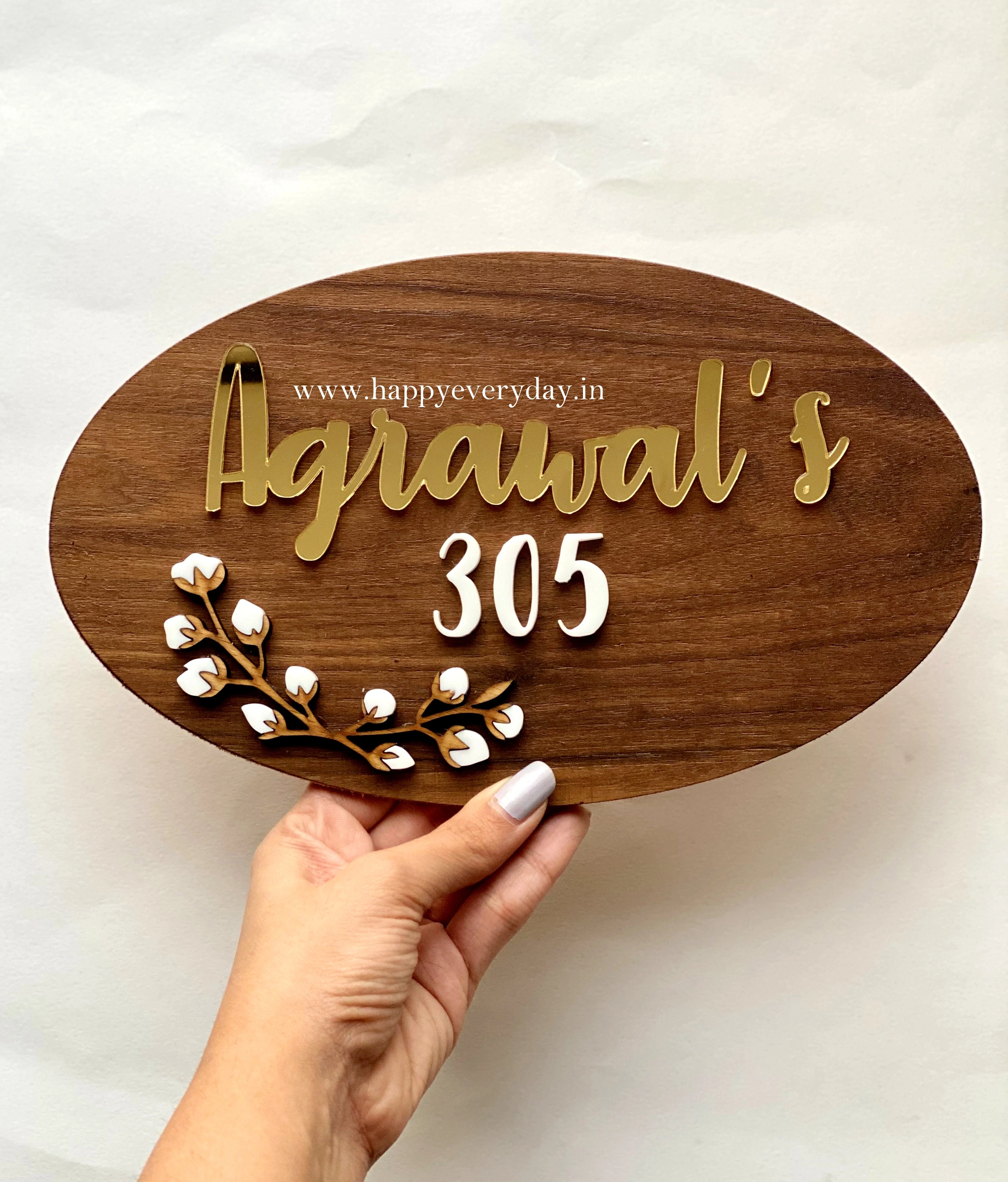 Cotton Flower Nameplate - Oval-10 x 6 inch-1