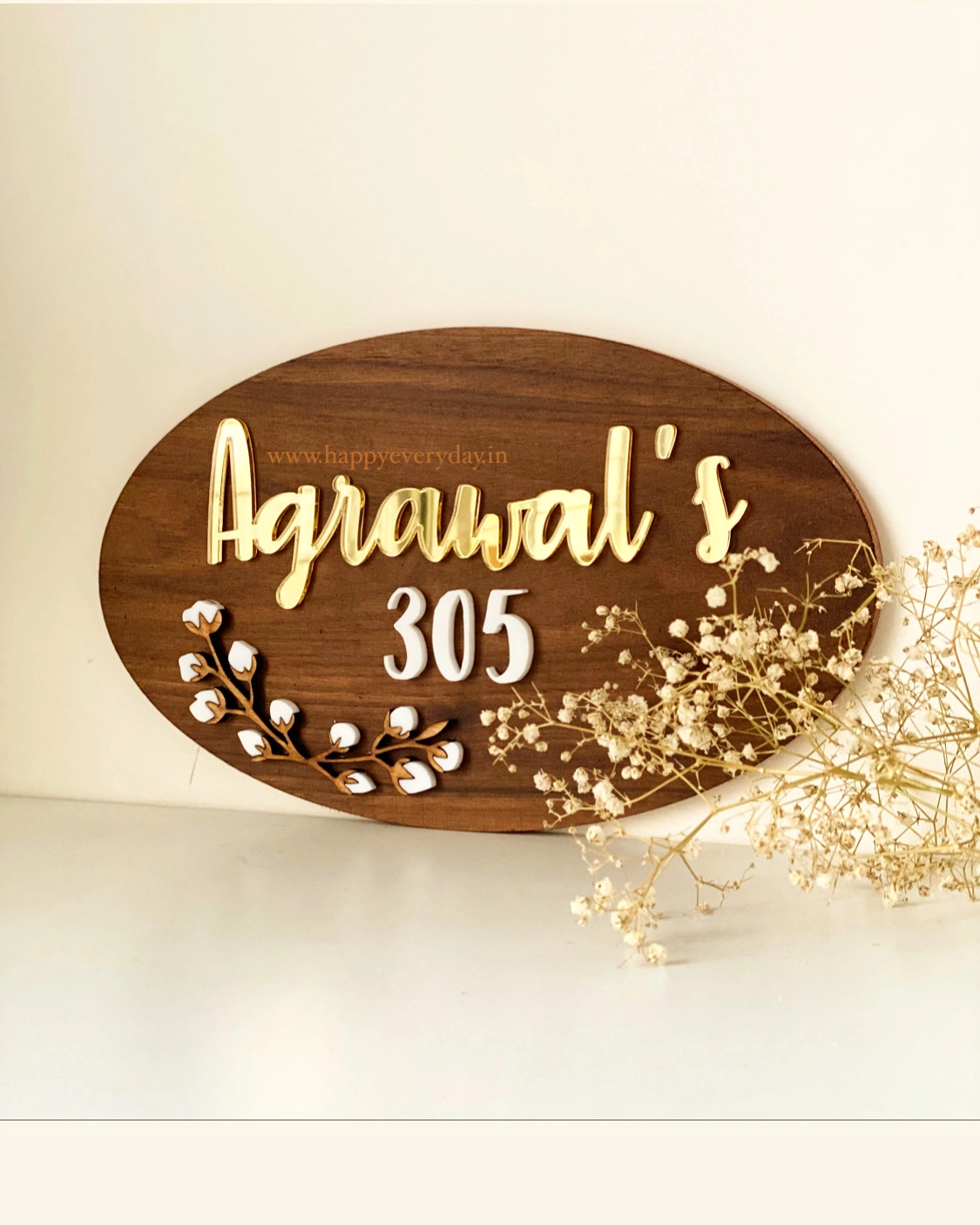 Cotton Flower Nameplate - Oval-16 x 10inch-2