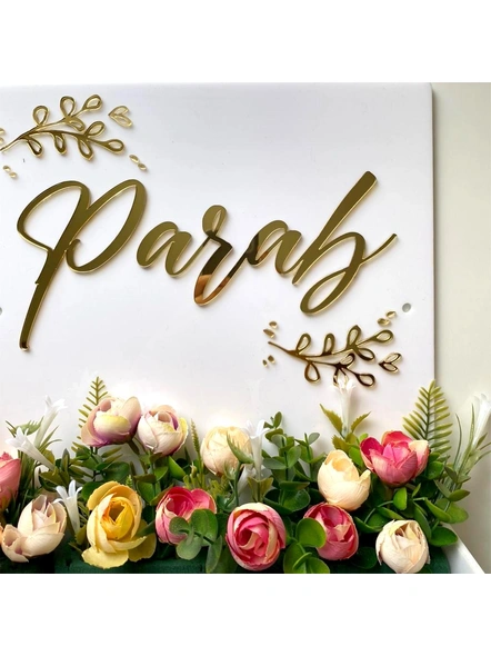 Floral Planter Nameplate - White-HE013-2