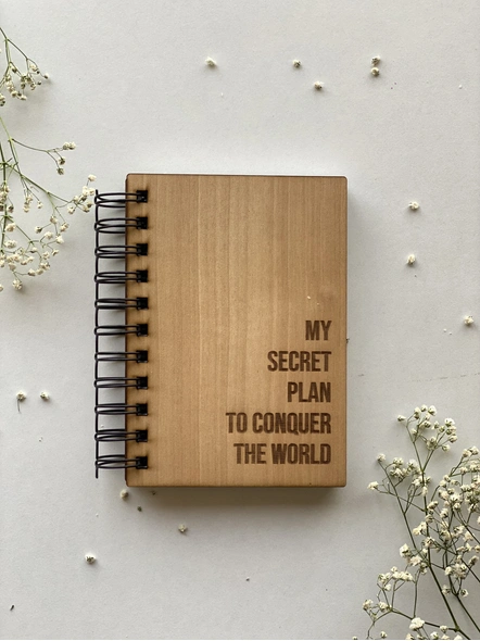 My secret plan to conquer the world - Wooden Notebook-HESWN01-2
