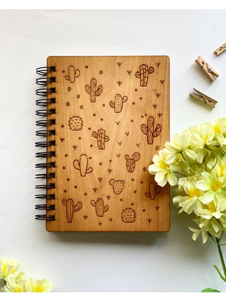 Cactus - Wooden Notebook-HESWN19-1