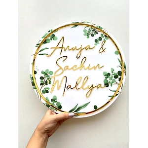 Floral White and Golden - Circle