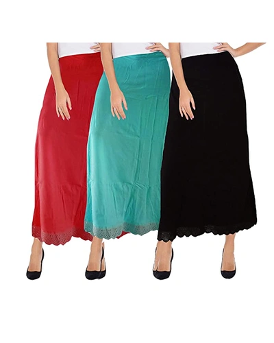 BRAND FLEX Women's Fine Knitted Sexy Inskirt Saree Petticoats with Lace (Free Size) 5 PCS-2