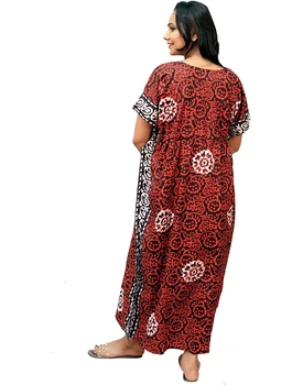 YOZLY Women's Cotton Kaftan Maxi Nighty Night Dress Gown, Free Size Pack of 2