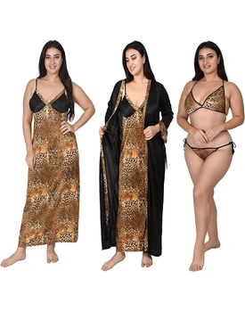 Nighty with Lingerie Set of 4 Pcs
