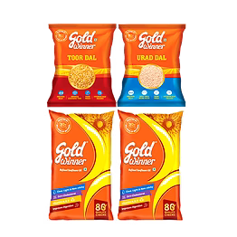 goldwinner sunflower oil 1lx2 no+ toor&urad dal 1+1 kg
