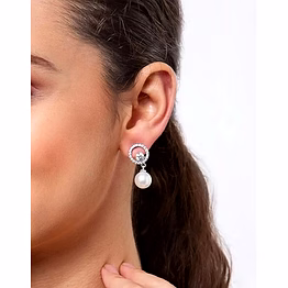 clara 92.5 sterling silver swiss zirconia pearl earrings | gift for women and girls