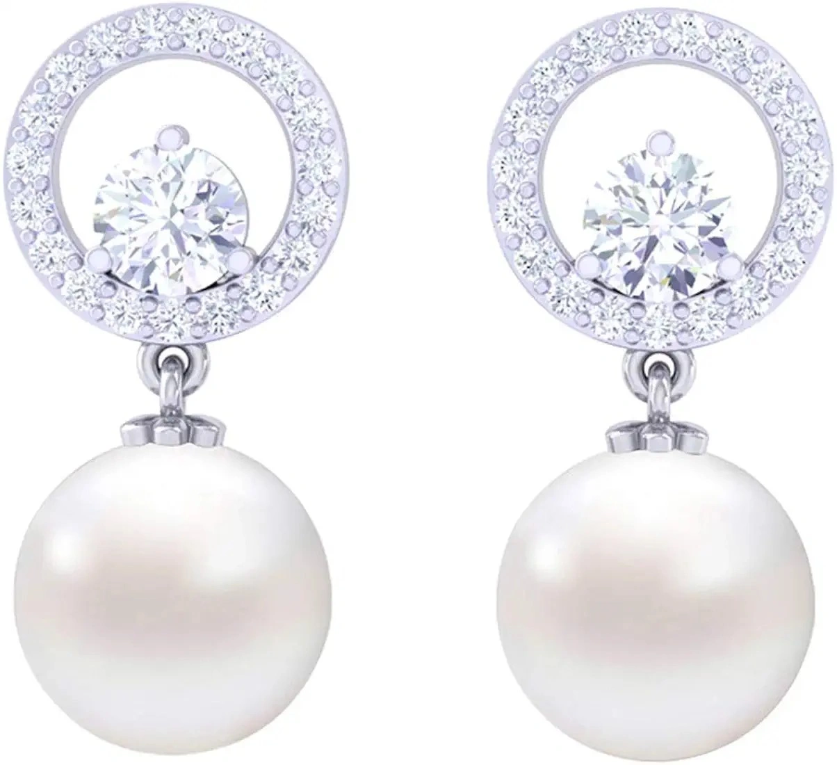 Clara 92.5 Sterling Silver Swiss Zirconia Pearl Earrings | Gift for Women and Girls-1