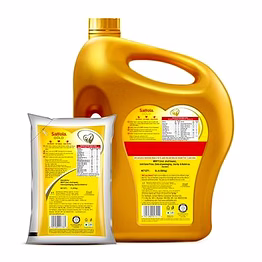 saffola gold p3+ enriched cooking oil with 3 essential vitamins 5 ltr pack