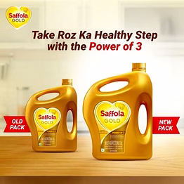 saffola gold p3 rice bran oil with vitamins 3kg jar
