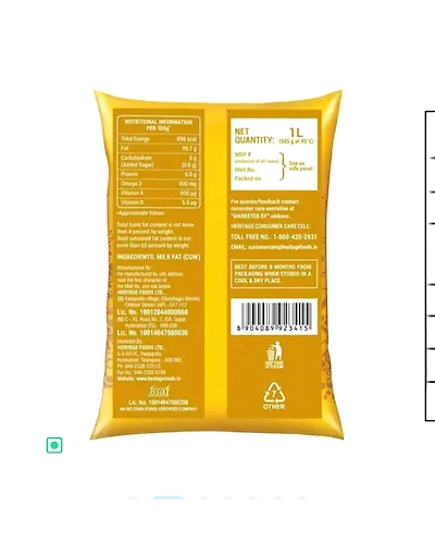 Heritage Cow Ghee 1Ltr Pouch - Pure &amp; Authentic-1