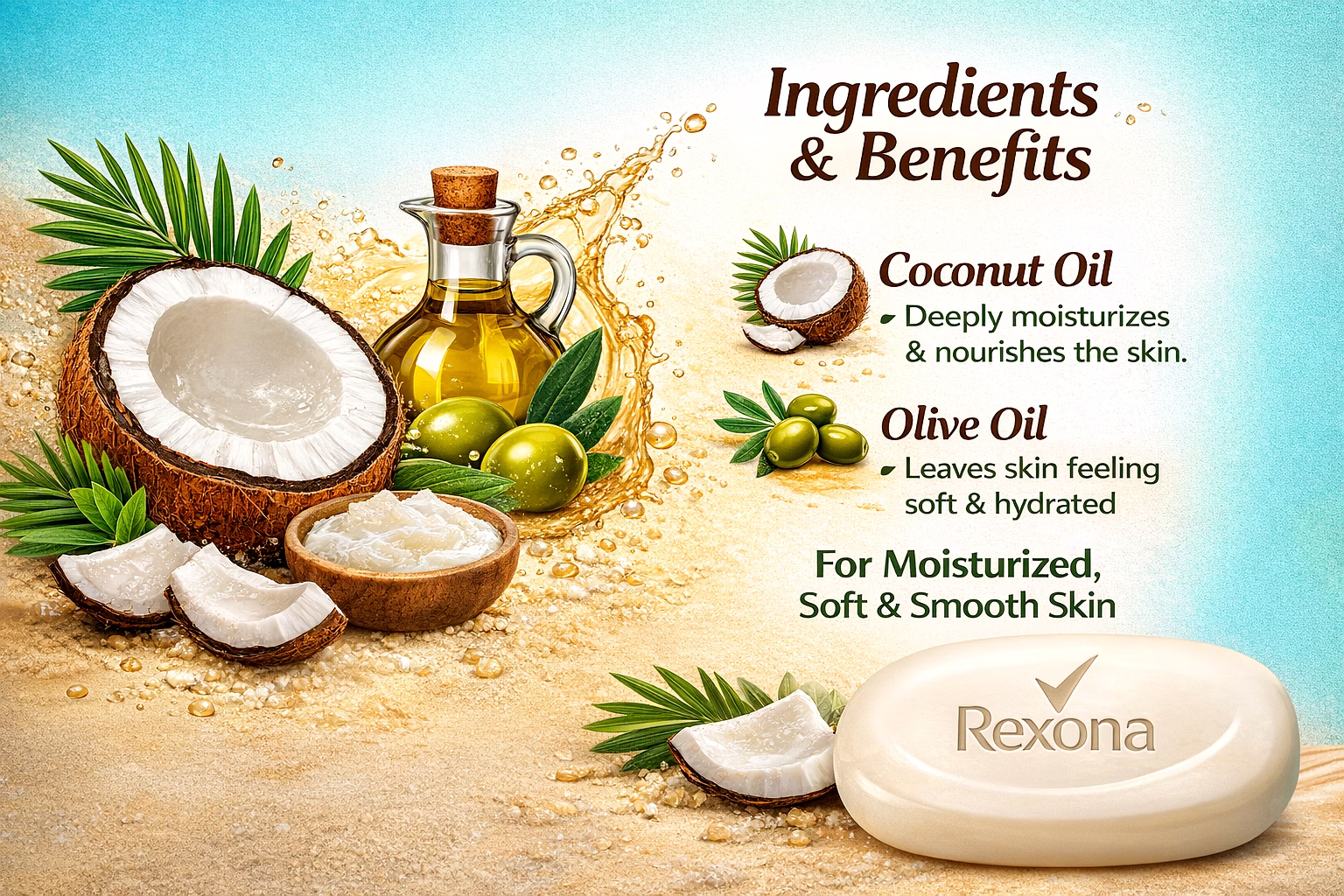 Rexona Coconut & Olive Oil Bath Soap 300gm image 2