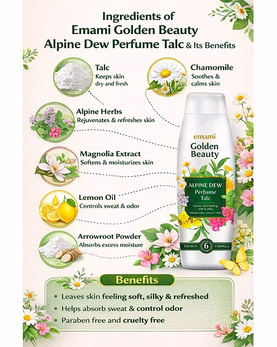 Emami Golden Beauty Alpine Dew Perfume Talc 100g BOGO Offer-1