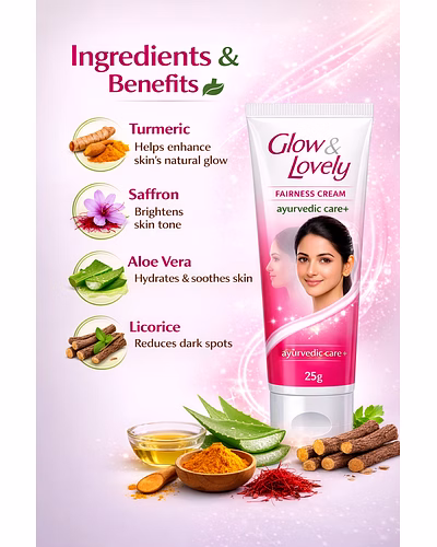 Glow &amp; Lovely Ayurvedic Care Fairness Cream 25g - Radiant Skin Essential-1
