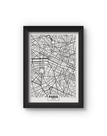 Paris Map Poster (Wood, A4)