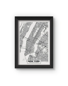 New York Map Poster (Wood, A4)