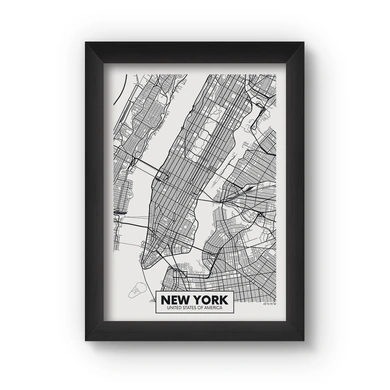 New York Map Poster (Wood, A4)-A067