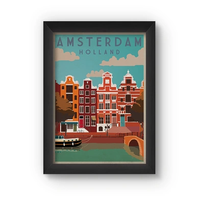 Amsterdam Vintage Poster (Wood, A4)-A074