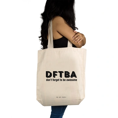 Don't Forget Tote - Cotton Canvas, Size - 15 x 15 x 4 Inches(LxBxH)-Off White-2