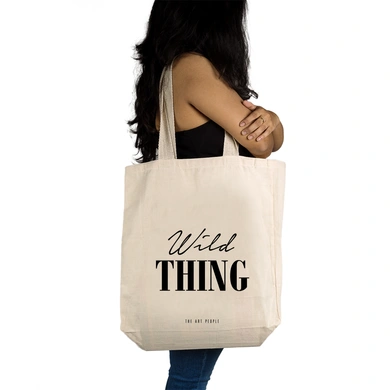 Wild Thing Tote - Cotton Canvas, Size - 15 x 15 x 4 Inches(LxBxH)-Off White-2