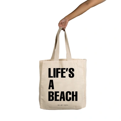 Life'S A Beach Tote  - Cotton Canvas, Size - 15 x 15 x 4 Inches(LxBxH)-B033