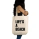 Life'S A Beach Tote  - Cotton Canvas, Size - 15 x 15 x 4 Inches(LxBxH)-Off White-2-sm