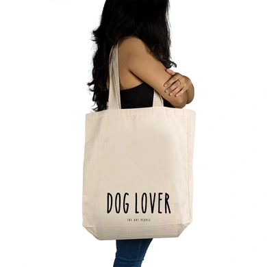 Dog Lover Tote  - Cotton Canvas, Size - 15 x 15 x 4 Inches(LxBxH)-Off White-2