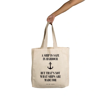 Ship is safe  Tote - Cotton Canvas, Size - 15 x 15 x 4 Inches(LxBxH)-B083