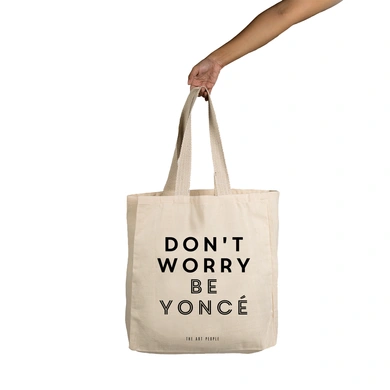 Don't Worry  Tote - Cotton Canvas, Size - 15 x 15 x 4 Inches(LxBxH)-B067