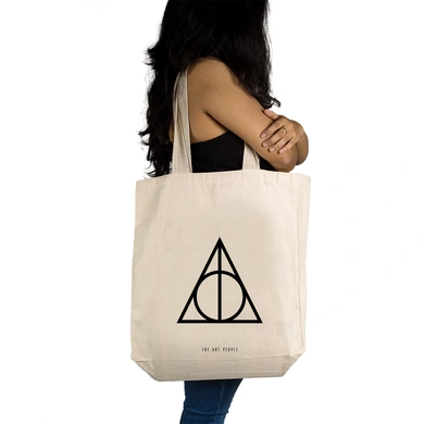 Deethly Hallows Tote - Cotton Canvas, Size - 15 x 15 x 4 Inches(LxBxH)-Off White-2