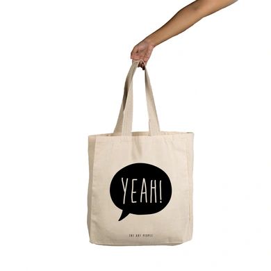 Yeah Tote - Cotton Canvas, Size - 15 x 15 x 4 Inches(LxBxH)-B031
