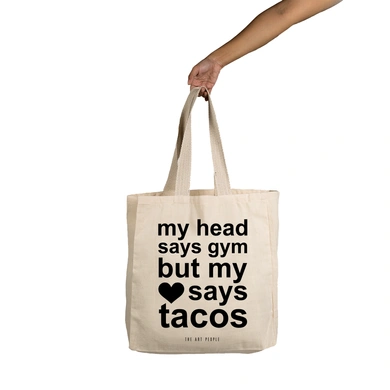My Head Says Gym Tote  - Cotton Canvas, Size - 15 x 15 x 4 Inches(LxBxH))-B002