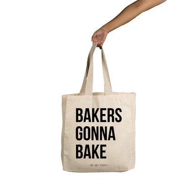 Bakers Gonna Bake Tote  - Cotton Canvas, Size - 15 x 15 x 4 Inches(LxBxH)-B004
