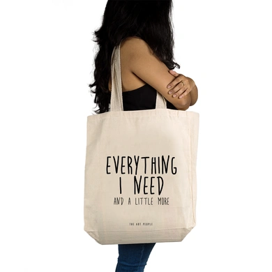Everything I Need Tote - Cotton Canvas, Size - 15 x 15 x 4 Inches(LxBxH)-Off White-2