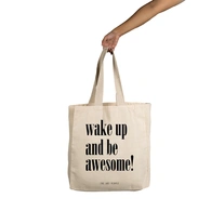 Be Awesome Tote - Cotton Canvas, Size - 15 x 15 x 4 Inches(LxBxH)