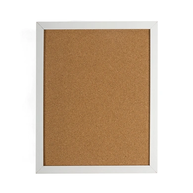 White Framed Cork Pin Board (Cork,38 x 33 cm, White)-H004