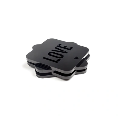 LJHF Coasters (Acrylic, 10x10cm, Black)-Black-1