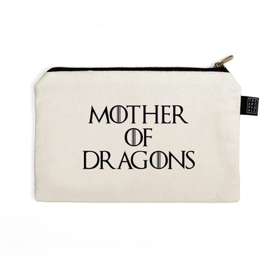 Mother Of Dragons Pouch (Cotton Canvas, 21x15cm, White)-L028